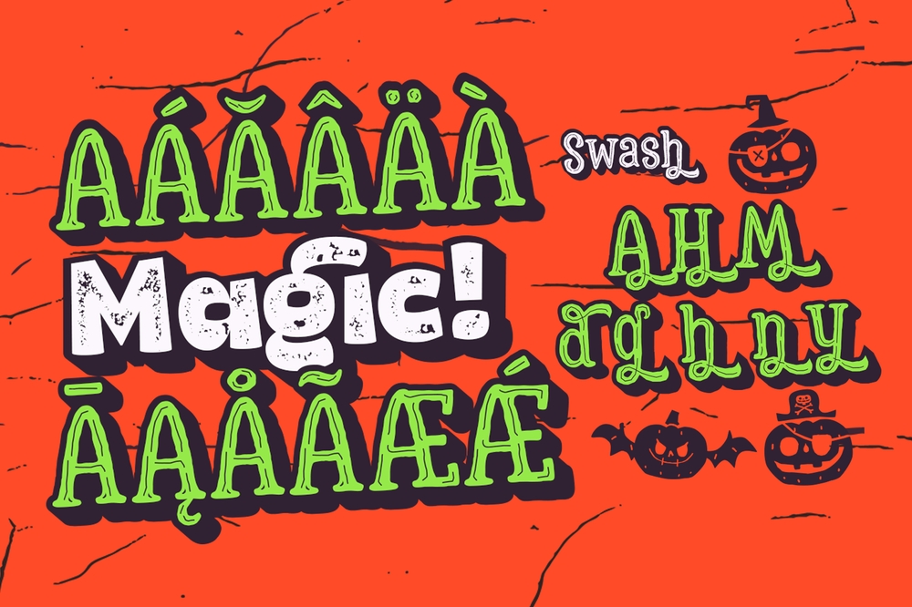 Beispiel einer Hatter Halloween Ding Rough Heavy-Schriftart